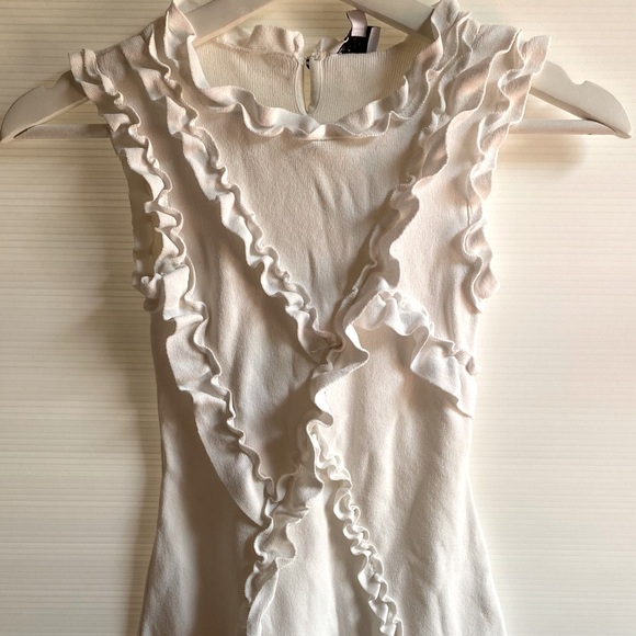 Witchery GIRL Kids White Stretch Ruffle Detail Sleeveless Party Dress Size 7 - Picture 2 of 14
